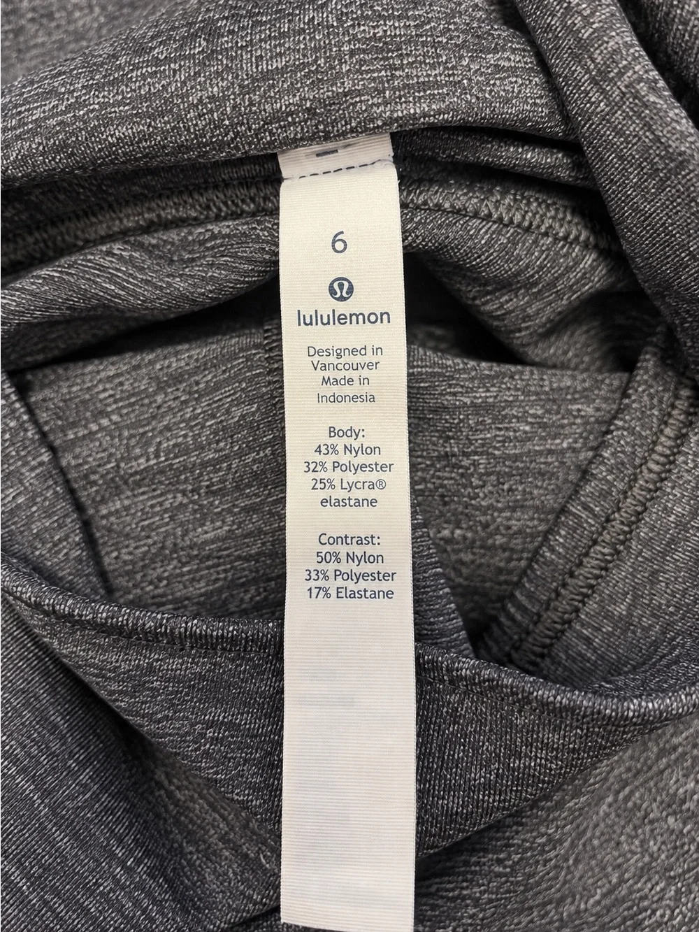 Lululemon Gray Moto Panel High Rise Leggings Size 6